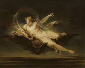 Ariel on a Bat's Back exhibited 1819 by Henry Singleton 1766-1839